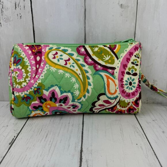 Vera Bradley Green/Pink Quilted Tutti Frutti Pushlock Wristlet Wallet - Picture 3 of 13